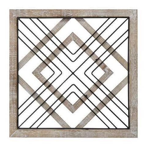 Sqaure Wood & Metal Geometric Plate Wall Decor