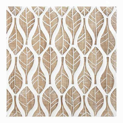 Carved Leaf White Wood Wall Decor