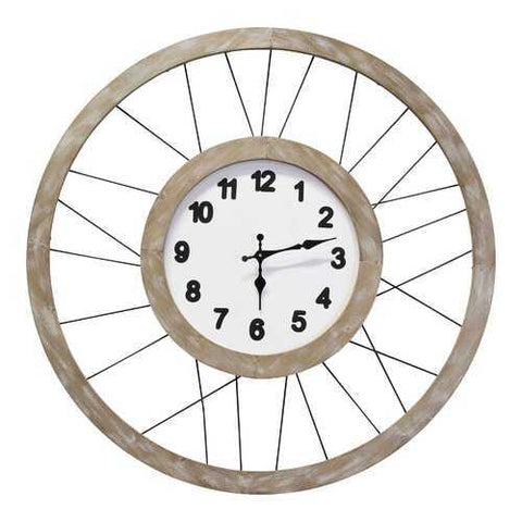 28" White Wood & Metal Frame / Wall Clock