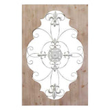 Distressed Wood and Metal Scroll Panel