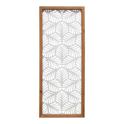 Carved Leaf Wood Framed Wall Panel