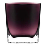 8" Mouth Blown Glass European Made Amethyst Pocket Shaped Vase