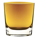 8" Mouth Blown Glass European Made Amber Pocket Shaped Vase