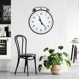 24" Round Metal Wall Clock with Bronze Twin Faux Bell