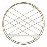 Round Wall Shelf Coated With a Matte Gold Finish