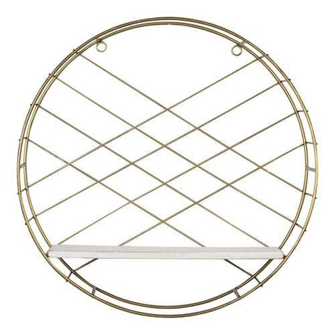 Round Wall Shelf Coated With a Matte Gold Finish