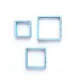 Set of 3 Square Robins Egg Blue Reclaimed Wood Open Box Shelve