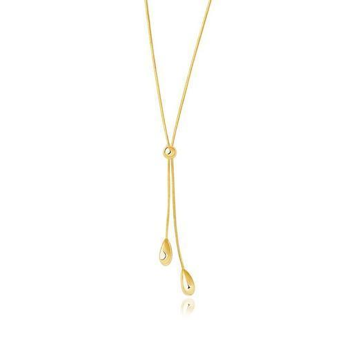 14k Yellow Gold Teardrop Lariat Necklace, size 17''