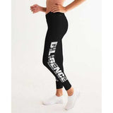 Womens Leggings, Bold Diligence Graphic Style Black and White Fitness Pants