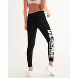 Womens Leggings, Bold Diligence Graphic Style Black and White Fitness Pants