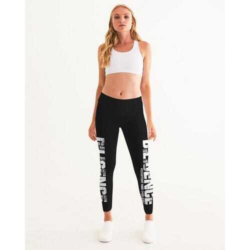 Womens Leggings, Bold Diligence Graphic Style Black and White Fitness Pants