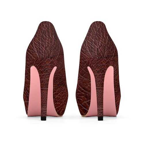 Brown Leather Style Canvas Platform Shoes