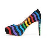 Rainbow Stripes Black Style Platform Shoes