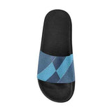 Flip-Flop Sandals, Blue Denim Grid Style Women's Slides