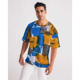 Mens Shirts, Blue Orange and White Abstract Color Swatch Style Shirt