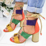 Wedge Espadrilles Lace Front Sandals