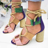Wedge Espadrilles Lace Front Sandals