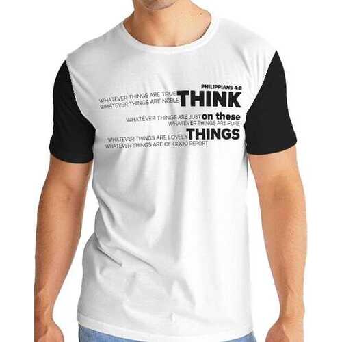 Philippians 4:8, Think on these Things Mens White & Black T-Shirt