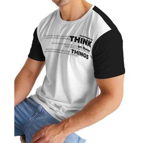 Philippians 4:8, Think on these Things Mens White & Black T-Shirt