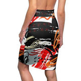 Womens Pencil Skirt, Black Red and Gray Abstract Style