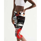 Black Red and Gray Abstract Style Womens Mid-Rise Capris