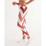 Red and White Herringbone Style Womens Leggings