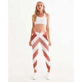 Red and White Herringbone Style Womens Leggings