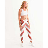 Red and White Herringbone Style Womens Leggings