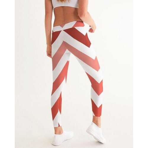 Red and White Herringbone Style Womens Leggings