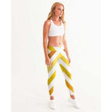 Yellow and White Herringbone Womens Leggings
