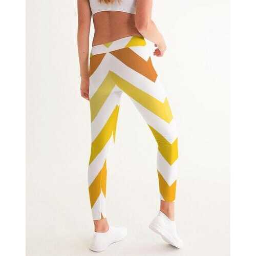 Yellow and White Herringbone Womens Leggings