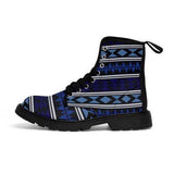 Womens Canvas Boots, Blue Aztec Style