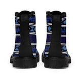 Womens Canvas Boots, Blue Aztec Style