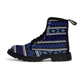 Womens Canvas Boots, Blue Aztec Style