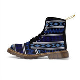 Womens Canvas Boots, Blue Aztec Style