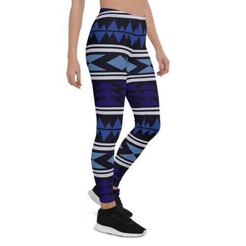 Dark Blue Boho Style Womens Leggings