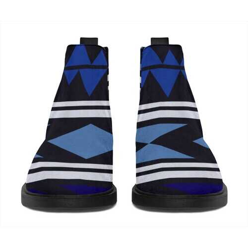 Womens Boots, Blue Stripe Aztec Style Ankle Boots