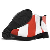 Red and White Herringbone Style Ankle Boots