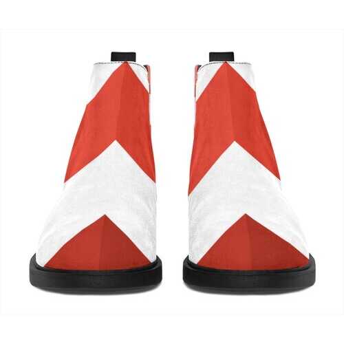 Red and White Herringbone Style Ankle Boots