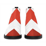 Red and White Herringbone Style Ankle Boots