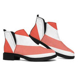 White and Red Herringbone Style Ankle Boots