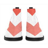 White and Red Herringbone Style Ankle Boots