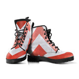 Red and White Herringbone Style Leather Boots
