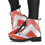 Red and White Herringbone Style Leather Boots