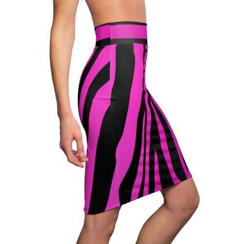 Womens Pencil Skirt, Purple and Black Stripes