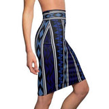 Womens Pencil Skirt, Blue Aztec Style