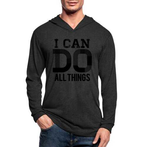 I Can Do All Things Black Graphic Text Tri-Blend Hoodie Shirt