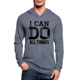 I Can Do All Things Black Graphic Text Tri-Blend Hoodie Shirt