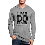 Mens Hoodies, I Can Do All Things Philippians 4:13 Black Graphic Text Tri-Blend Hoodie Shirt