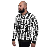 Mens Jackets, Black and White Chess Style Bomber Jacket